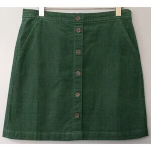 J Crew Woman Corduroy Forest Green Lined Mini Skirt with Pockets NWOT Size 10